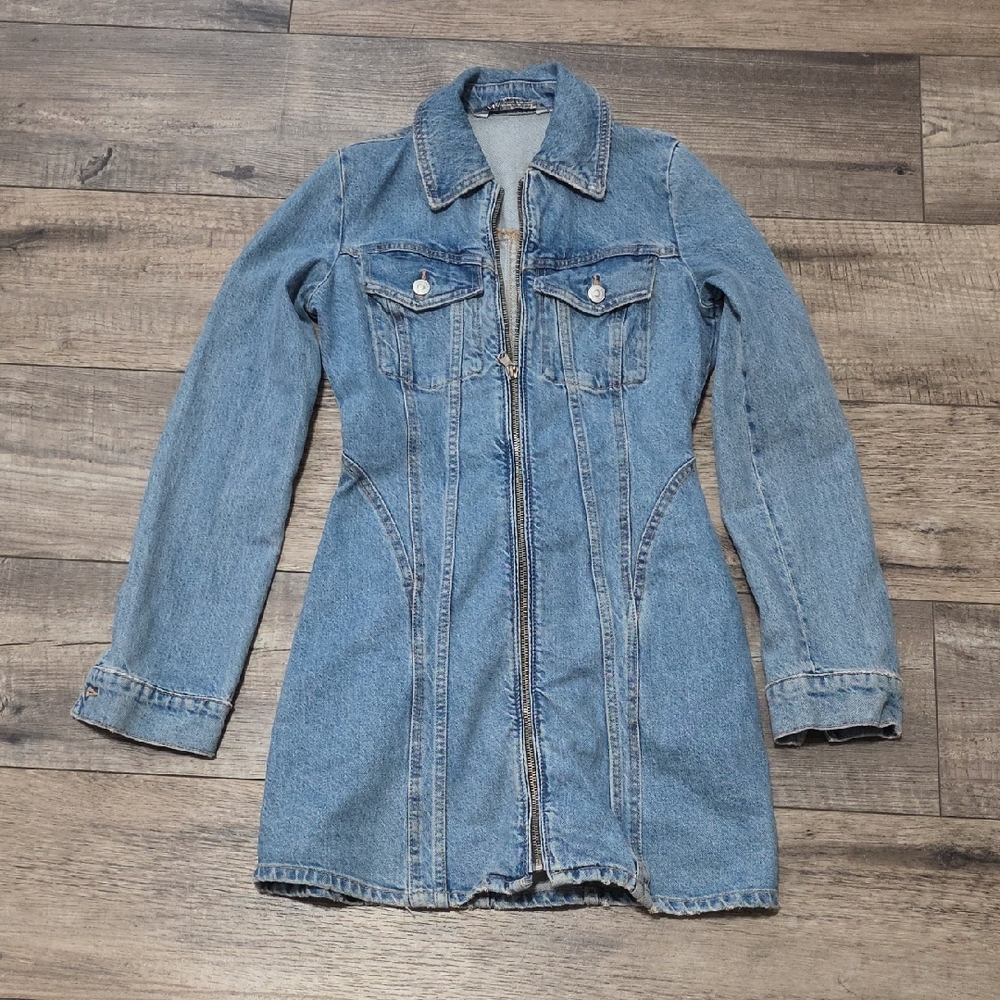 Zara Demin Long sleeve Zip Clouser Dress